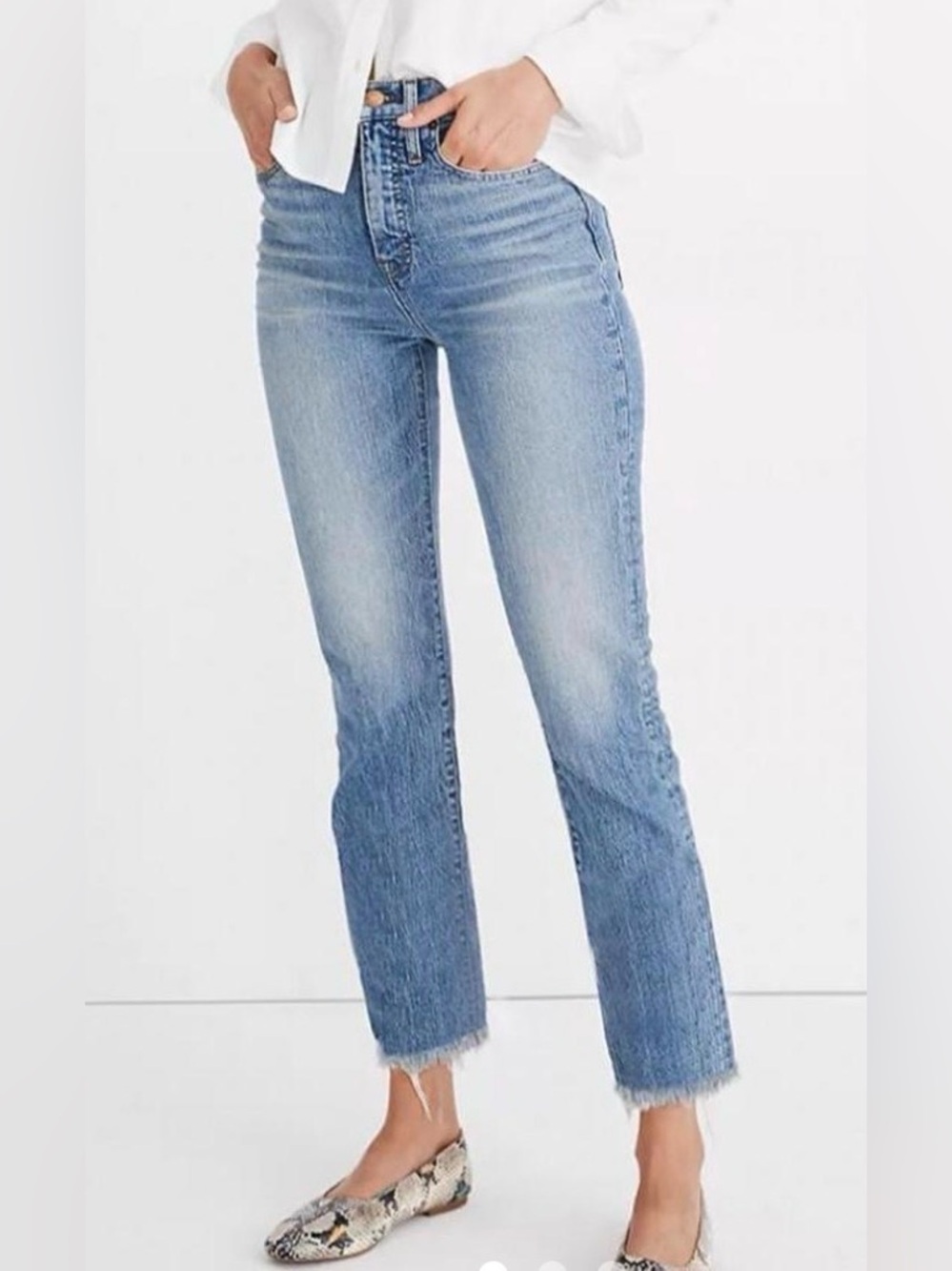 Madewell Sz 30 The Perfect Vintage Distressed Crop Light Fade Jean